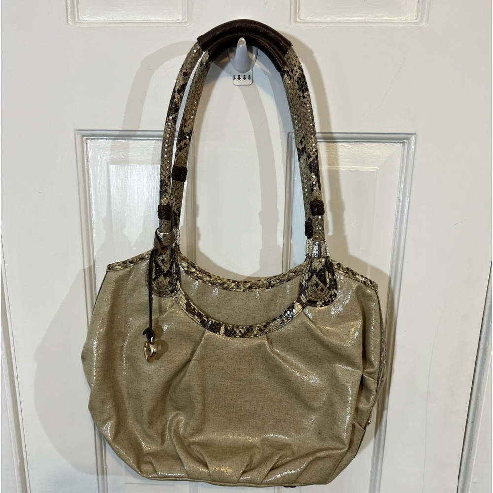Brighton Tan Snakeskin Hobo Purse Bag
